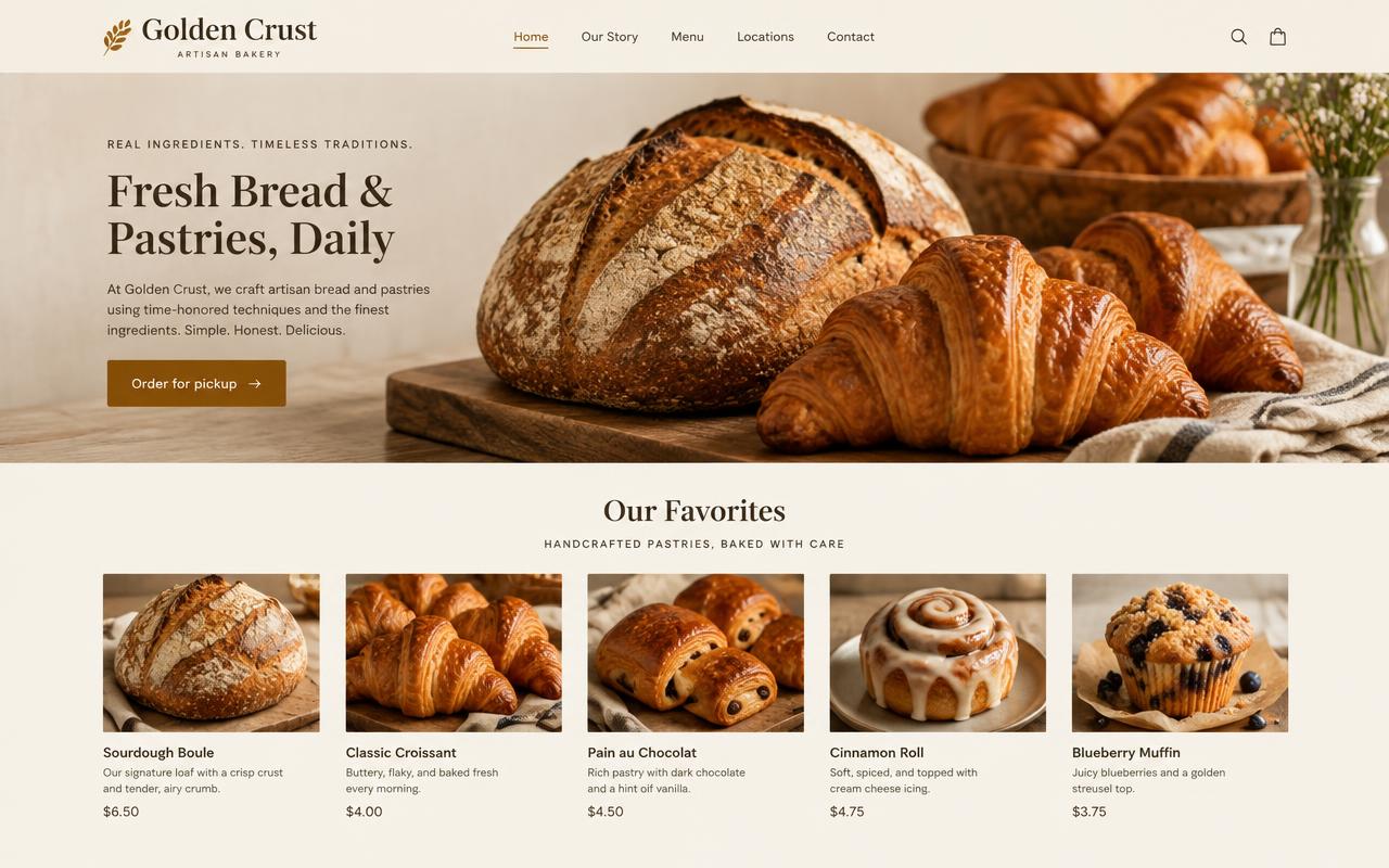 Bakery website example