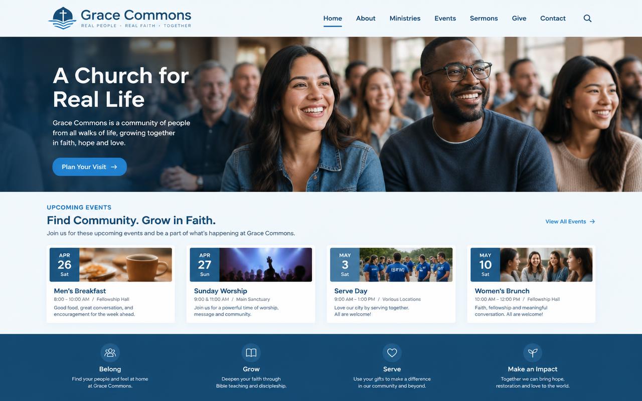 Church / nonprofit website example