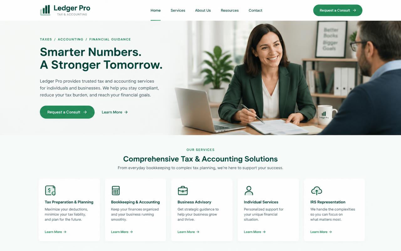 Tax & accounting website example